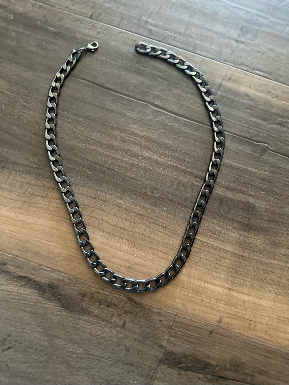 Men's Black Stainless Steel Cuban Link Chain Necklace